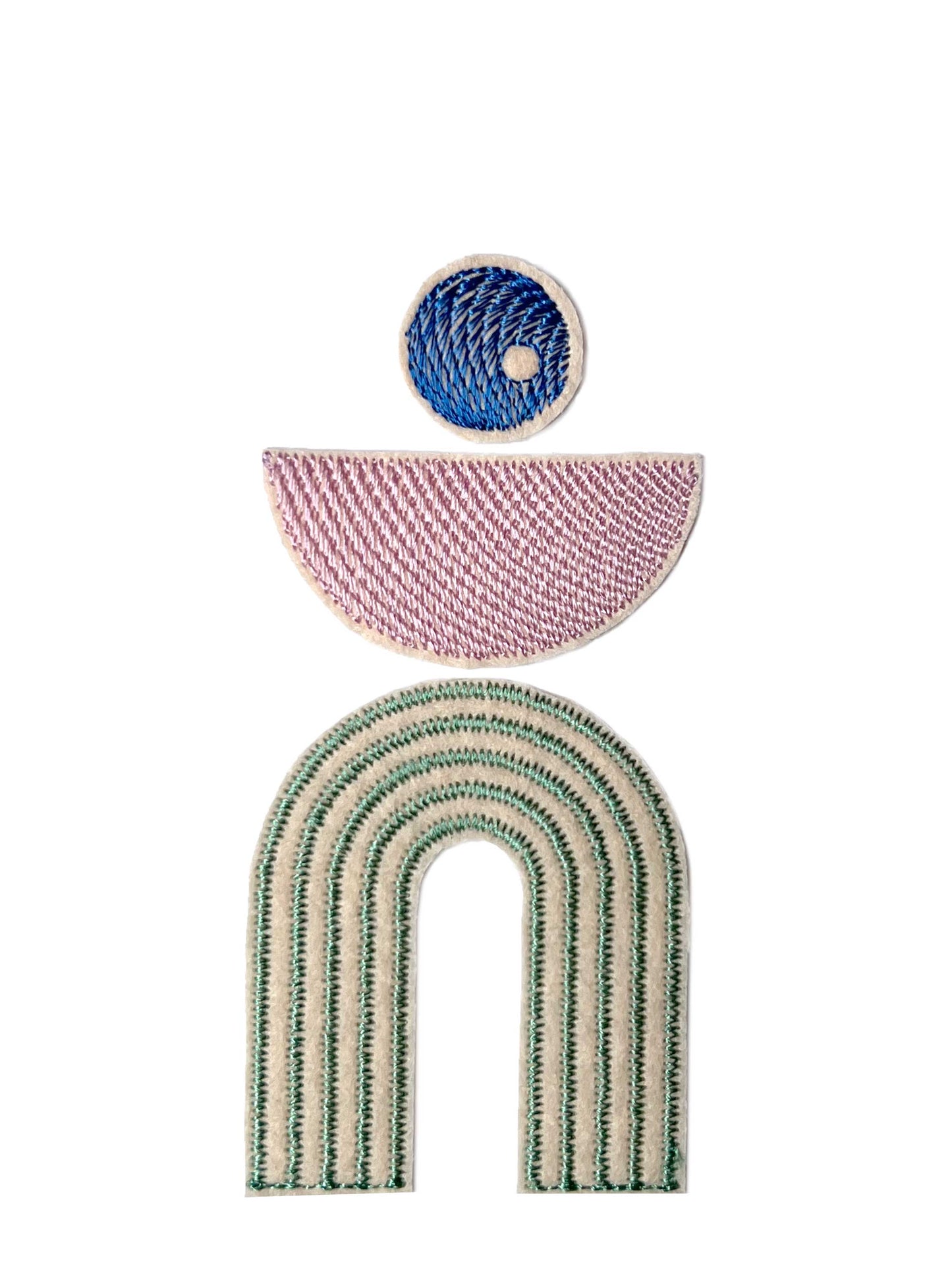 Kombinierbarer Bügelpatch in Form einer geometrischen Frau mit Hose für kreative Kleidungsgestaltung